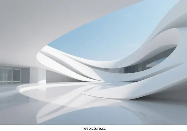 Modern Curved Architecture with Flowing Lines and Reflections