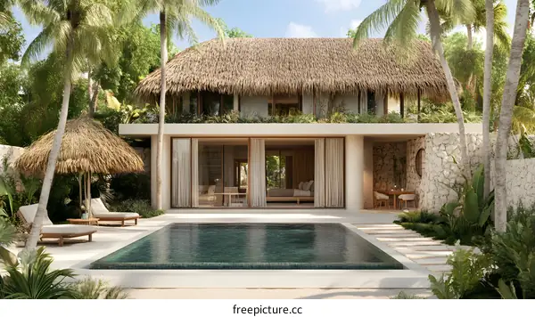 Tropical Villa with Private Pool and Lush Greenery