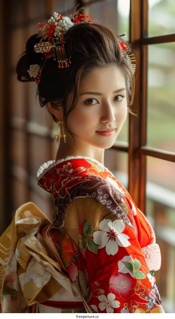 Japanese Woman in Traditional Kimono