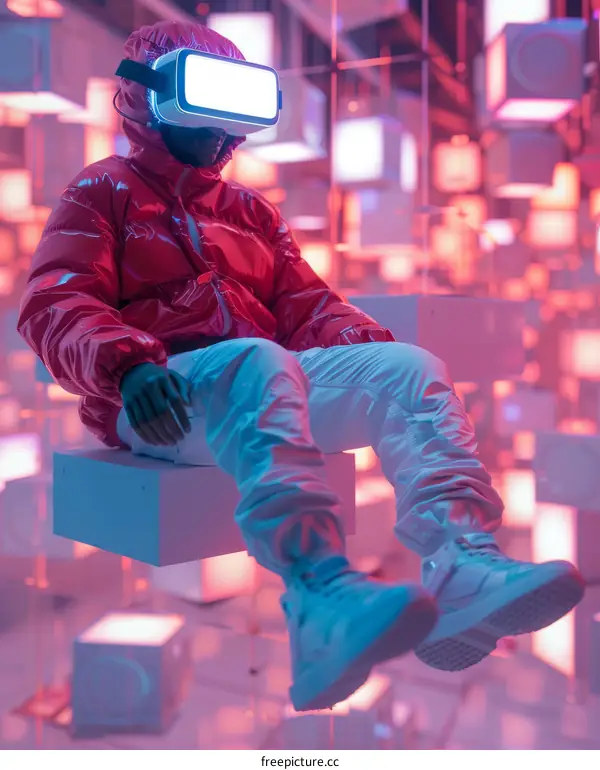 Man Immersed in Virtual Reality Experience