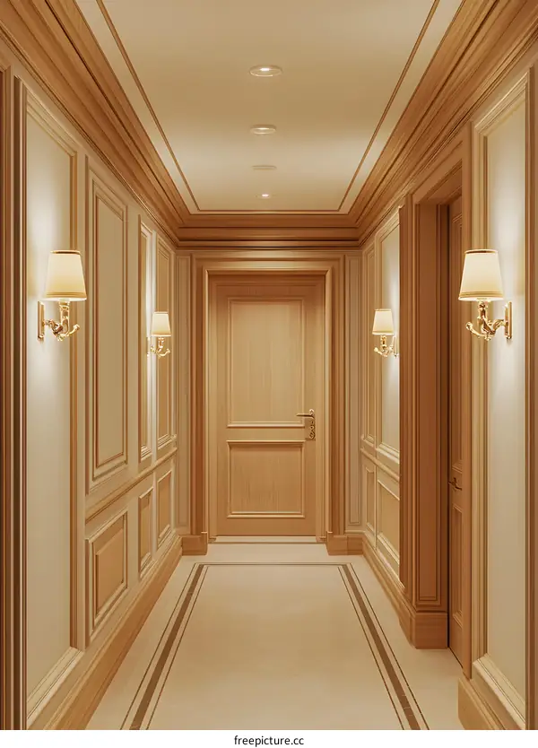 Elegant Wooden Hallway Interior Design
