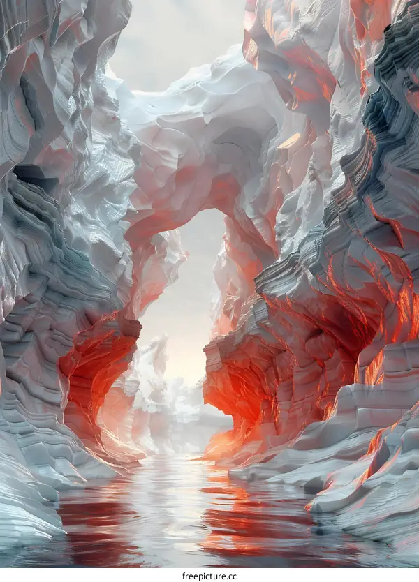 Mystical Glowing Ice Cave and River
