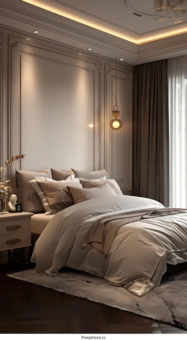 Elegant European Bedroom Interior Design Rendering