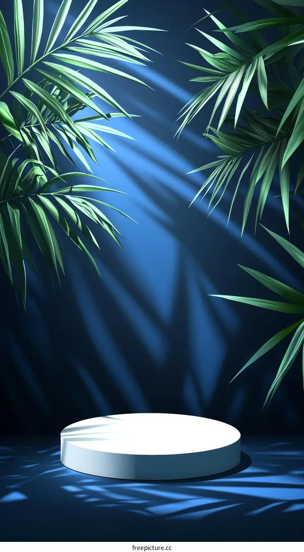 Abstract Minimalist Product Display with Tropical Foliage