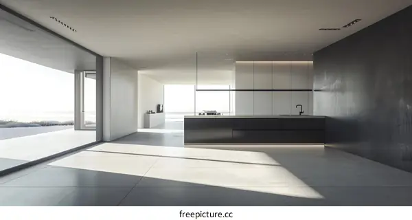 Modern Minimalist Kitchen Interior Design With Ocean View