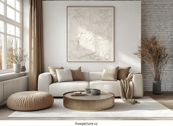 Modern Beige Living Room Interior Design