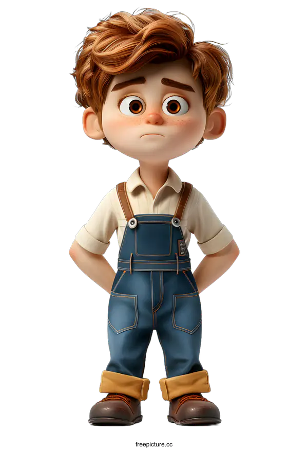 [Transparent Background PNG]Sad Cartoon Boy Standing Alone