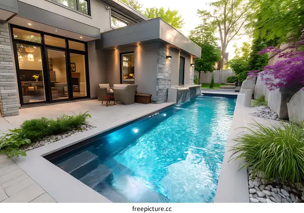 Modern Backyard Pool Oasis with Patio