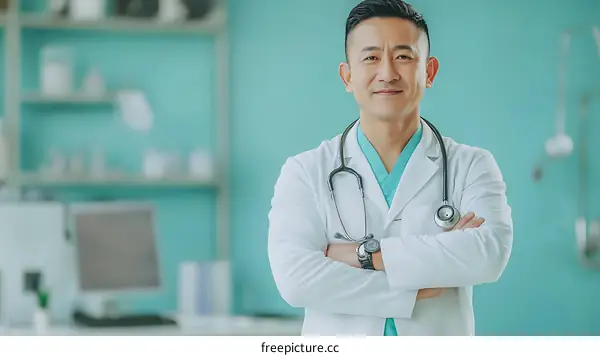 Confident Doctor in Modern Medical Office