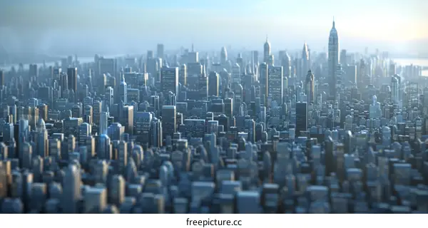 Blue and Gray Cityscape