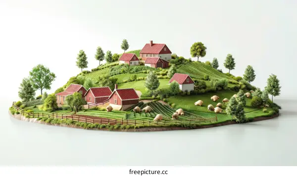 Farm on a green hill