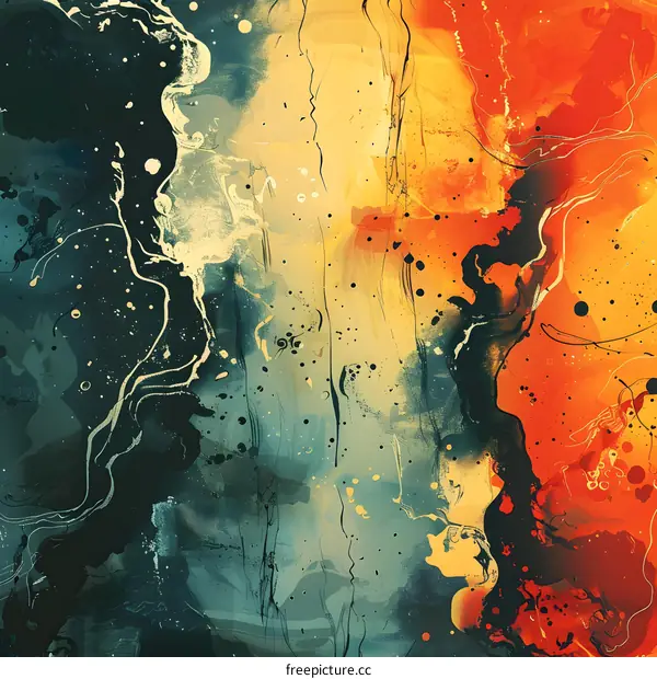 Blue Orange Abstract Painting