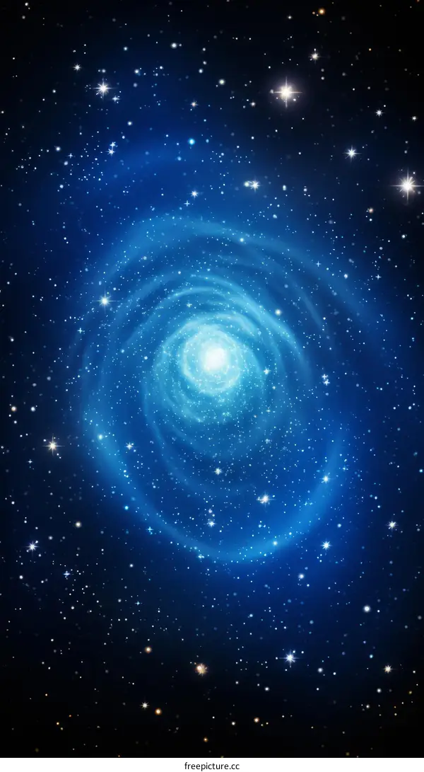 Blue spiral galaxy in deep space