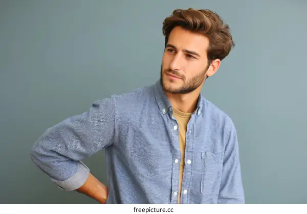 Portrait of a Man in a Light Blue Shirt