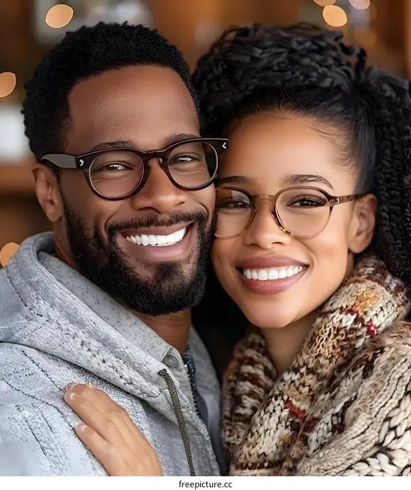 Close up Portrait of Happy African American Couple in Love