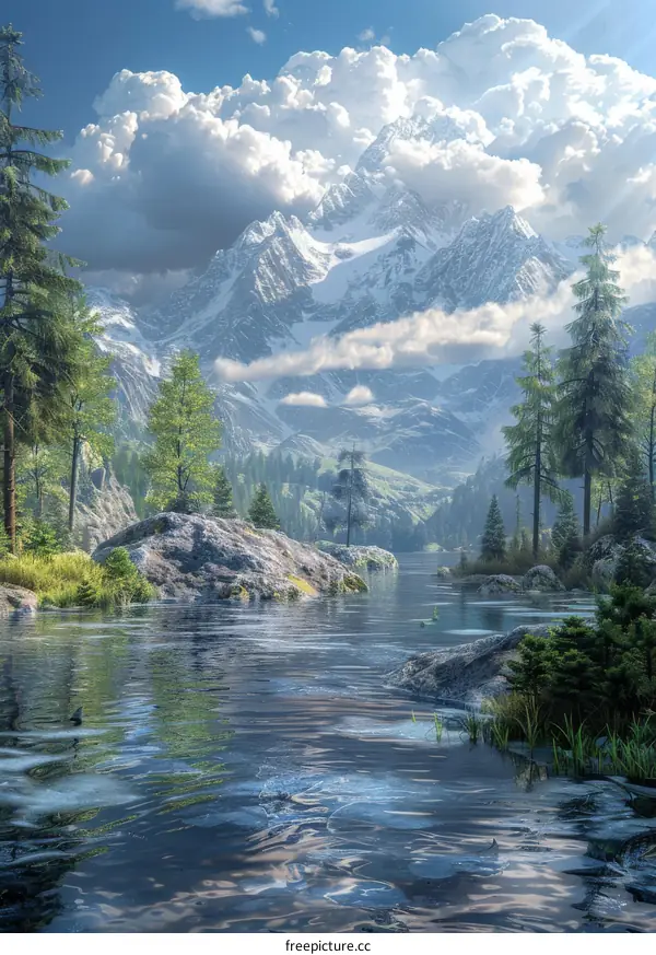 Majestic Mountain Landscape with Crystal Clear Water