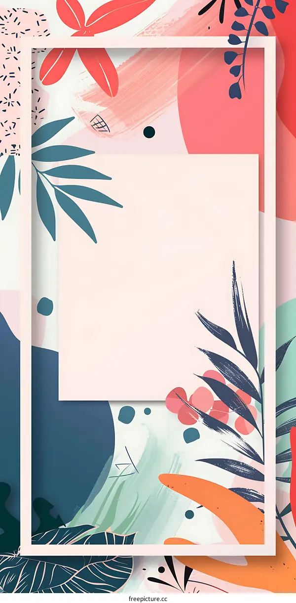 Abstract Floral Art with White Frame