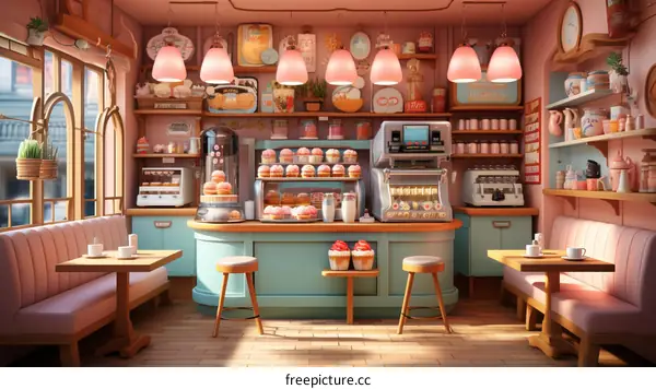 Warm and Inviting Pink Cafe Interior