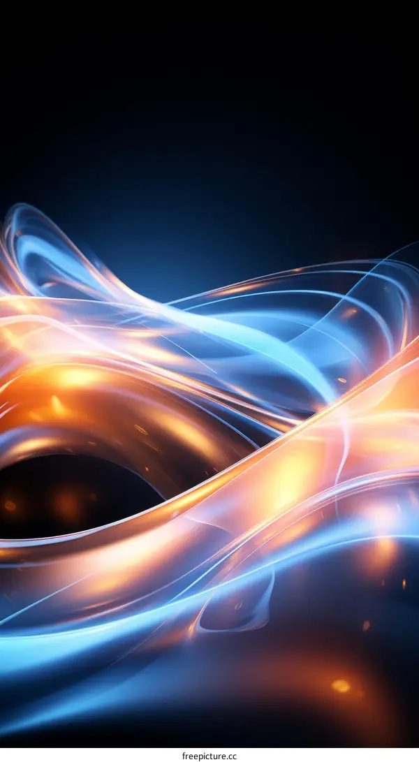 Abstract background with blue and orange glowing waves