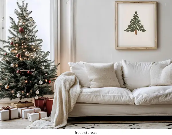 Cozy Christmas Decor with a Simple Christmas Tree Illustration