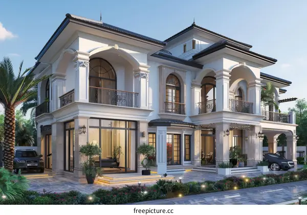 Luxury Mansion Exterior Design Illustration