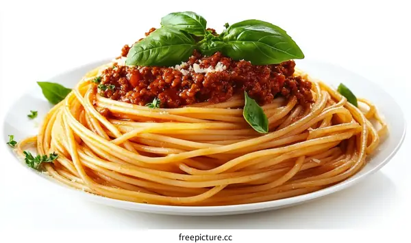 Deliciously Plated Spaghetti with Meat Sauce
