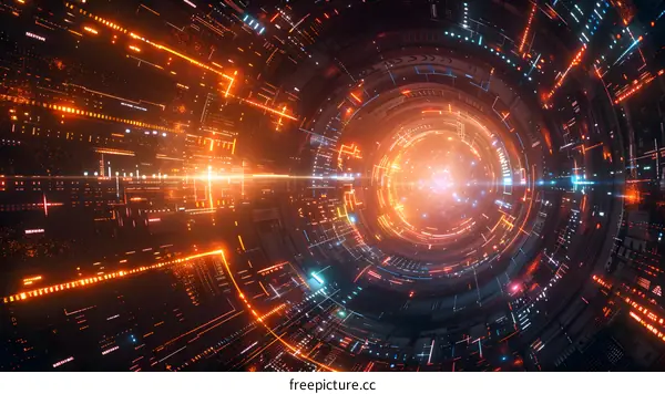 Abstract Neon Lights Tunnel