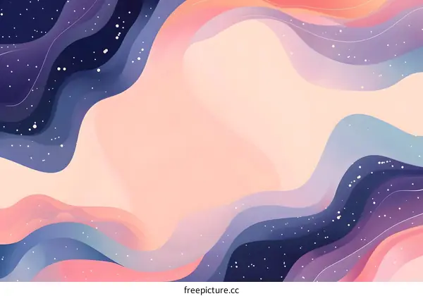 Abstract Background with Wavy Lines and Stars