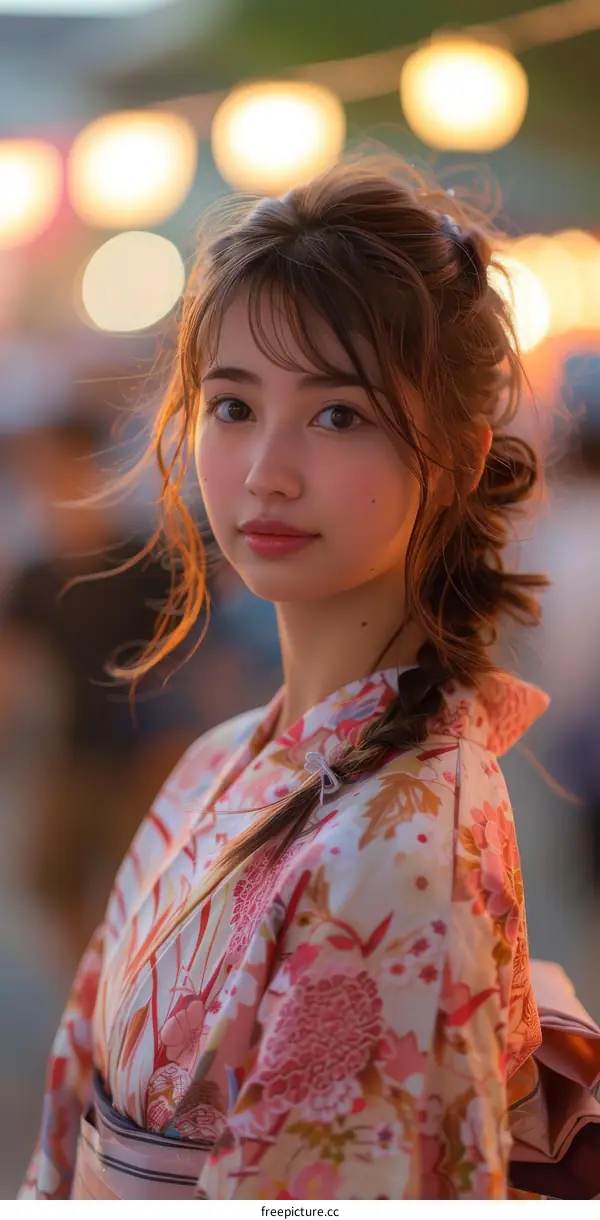 Beautiful Asian Woman in Traditional Japanese Kimono