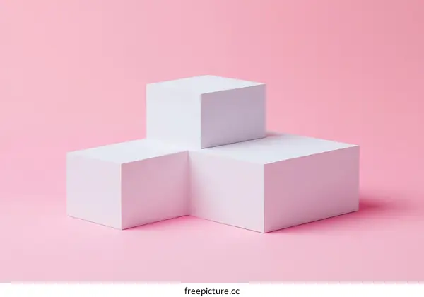 Abstract Minimalist White Geometric Cubes Display Stand