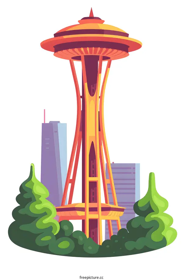 The Space Needle And Skyline Of Seattle