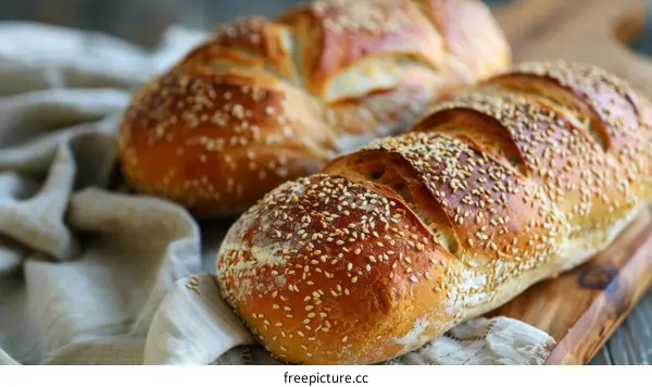 Loaf of bread with sesame seeds
