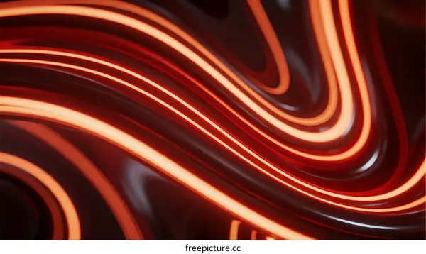 Abstract Liquid Flowing with Vibrant Red and Orange Curved Patterns