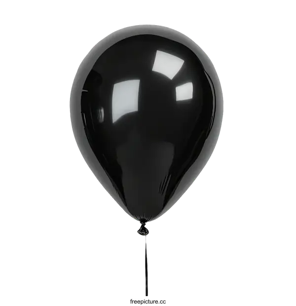 [Transparent Background PNG]Glossy Black Balloon Against White Background