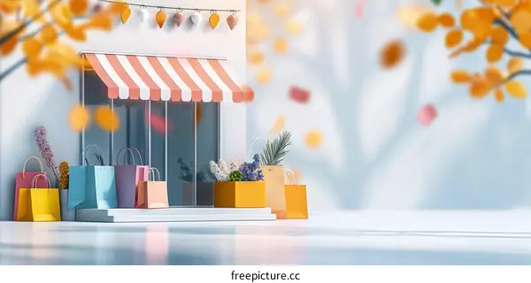 Autumn-Themed Small Business 3D Illustration