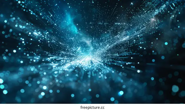 Abstract Glowing Particle Field in Blue and Teal