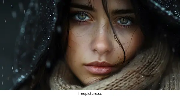 Woman with Freckles in Winter
