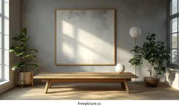 Modern Minimalist Interior Mockup with Empty Canvas