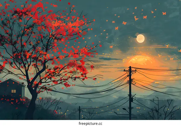 The moon and the tree