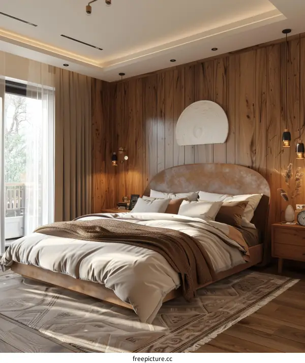 Modern Bedroom Interior Design with Wood Paneling