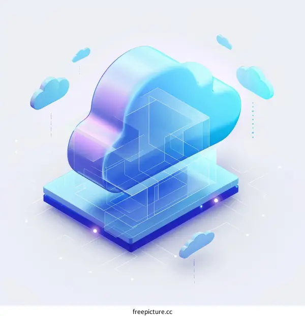 Cloud storage system 3D illustration