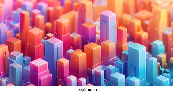 Abstract city of colorful blocks