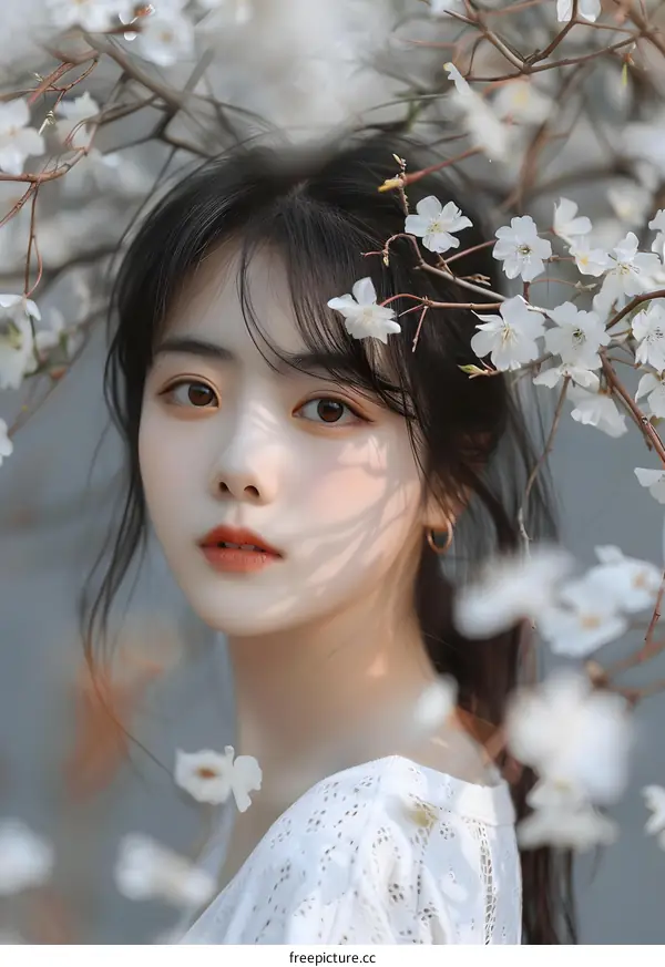 Portrait of a Young Woman with Flowers in Her Hair