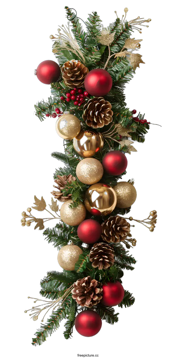 [Transparent Background PNG]Christmas Decoration Garland With Red And Gold Ornaments