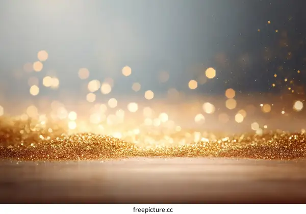 Golden Glitter Background with Bokeh Effect