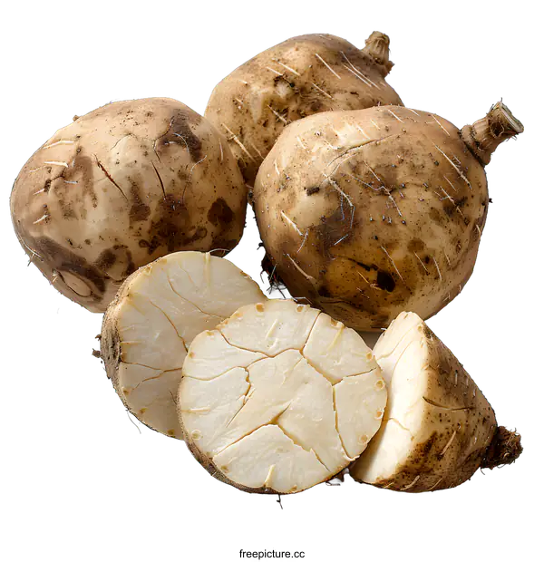 [Transparent Background PNG]Fresh taro roots isolated on white background