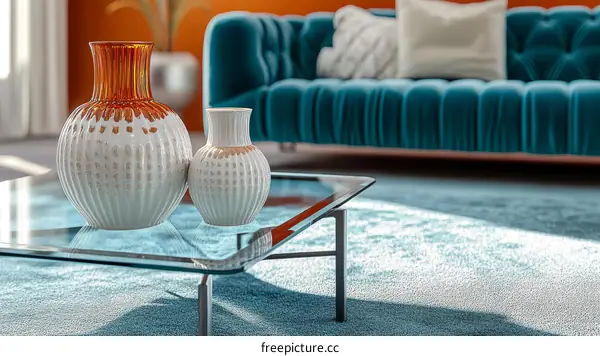 Modern Living Room Interior Design with Decorative Vases