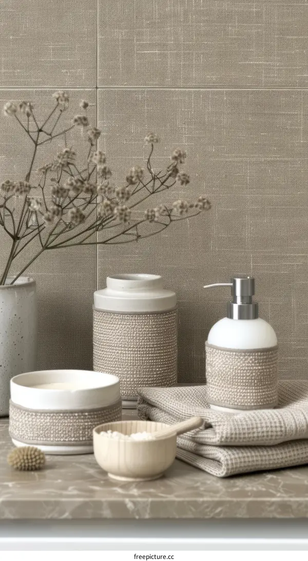 Ceramic Bathroom Accessories with a Modern Textile Look