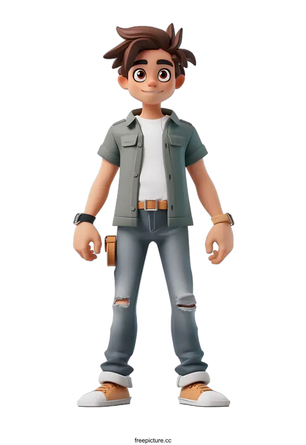 [Transparent Background PNG]Cartoon Character of a Young Man in Casual Clothing