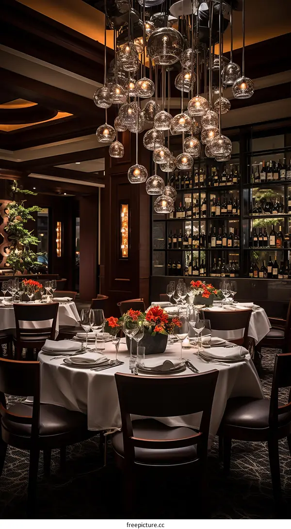 Upscale Restaurant Interior with Round Tables